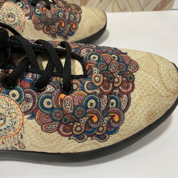 🪶 Yes We Vibe Mandala Dreamcatcher Sneakers – Boho Art Pattern Lace-Up Shoes 8. - Picture 8 of 9